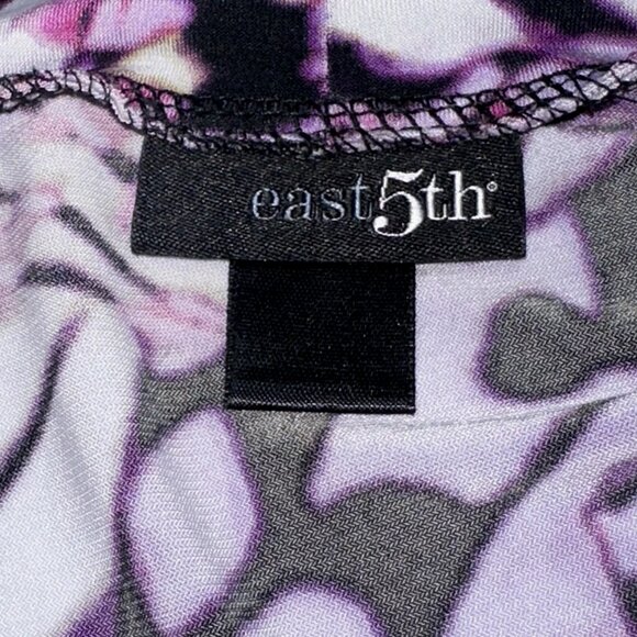 East 5th Purple Abstract Floral Print Cowl‑Neck Knit Top XL - Boho Cottagecore - Picture 4 of 4